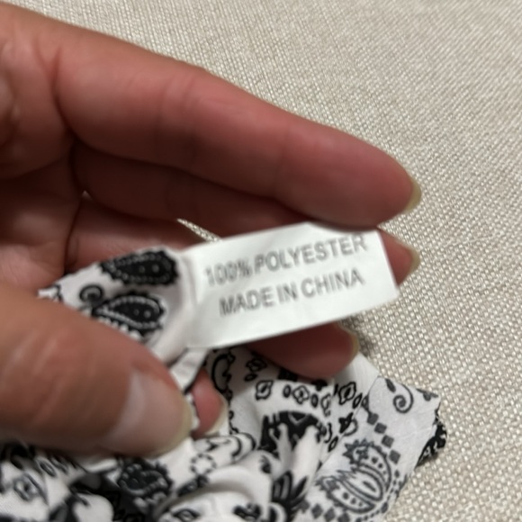 Free With $25 Purchase-Black & White Bandanna Style Scrunchie - Picture 8 of 8